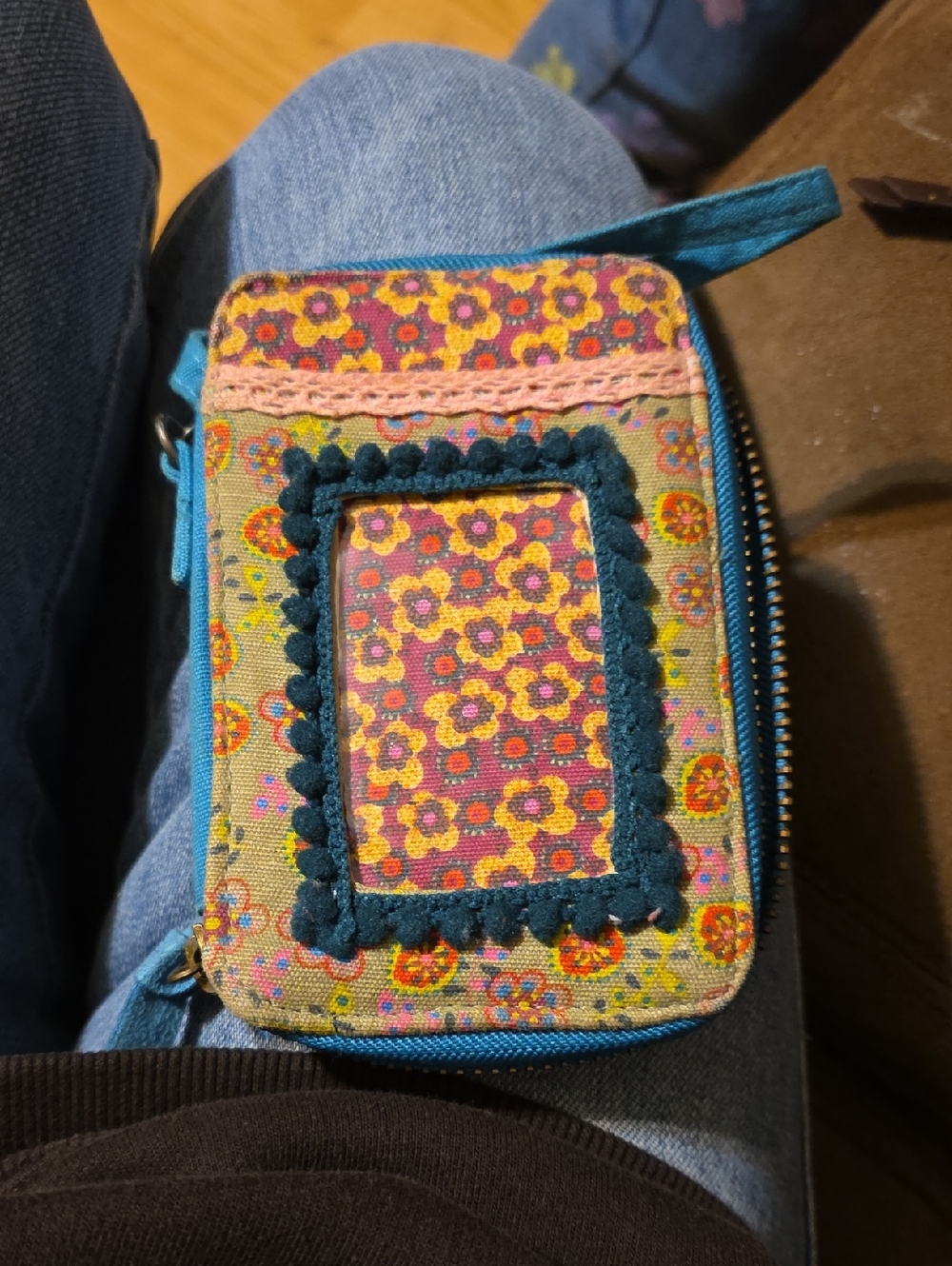 NATURAL LIFE Turquoise Zip Pouch with Gold Zipper